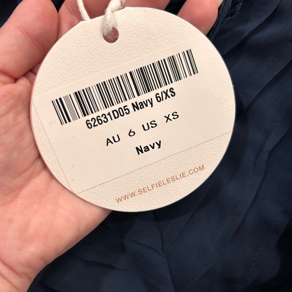 Selfie Leslie Navy Lark Ruffle Neck Pleated Party Cocktail XS - Picture 12 of 13